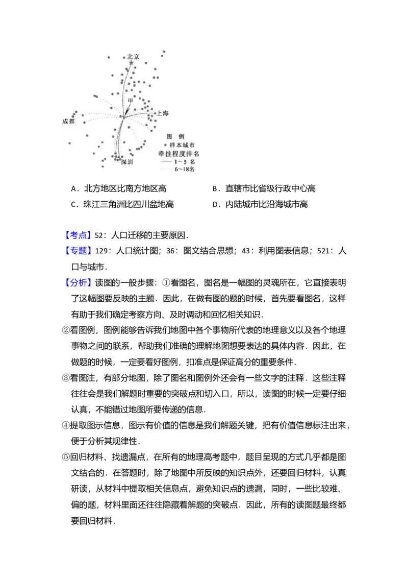 2015年北京市高考地理试卷（解析版）_全国卷+地方卷_8.地理_1.地理高考真题试卷_2008-2020年_地方卷_北京高考地理08-21_A4word版