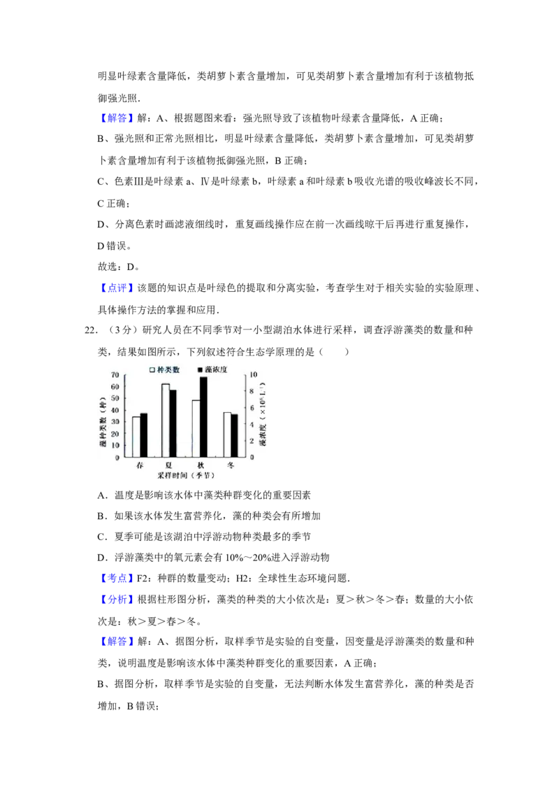 2015年江苏省高考生物试卷解析版_全国卷+地方卷_6.生物_1.生物高考真题试卷_2008-2020年_地方卷_江苏高考生物07-20_A4word版