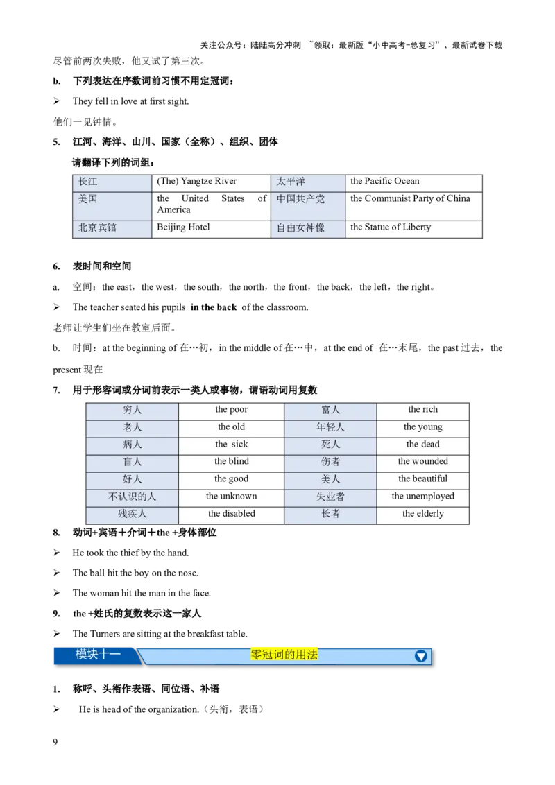 专题06名词与冠词知识梳理-口袋书2024年中考英语一轮复习知识清单（全国通用）（原卷版）_02中考总复习（2026版更新中）_03-英语-中考总复习_2024年中考复习资料_一轮复习