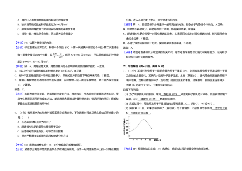 2013年全国统一高考生物试卷（新课标Ⅰ）（解析版）_全国卷+地方卷_6.生物_1.生物高考真题试卷_2008-2020年_全国卷_全国统一高考生物（新课标ⅰ）08-21_A3word版