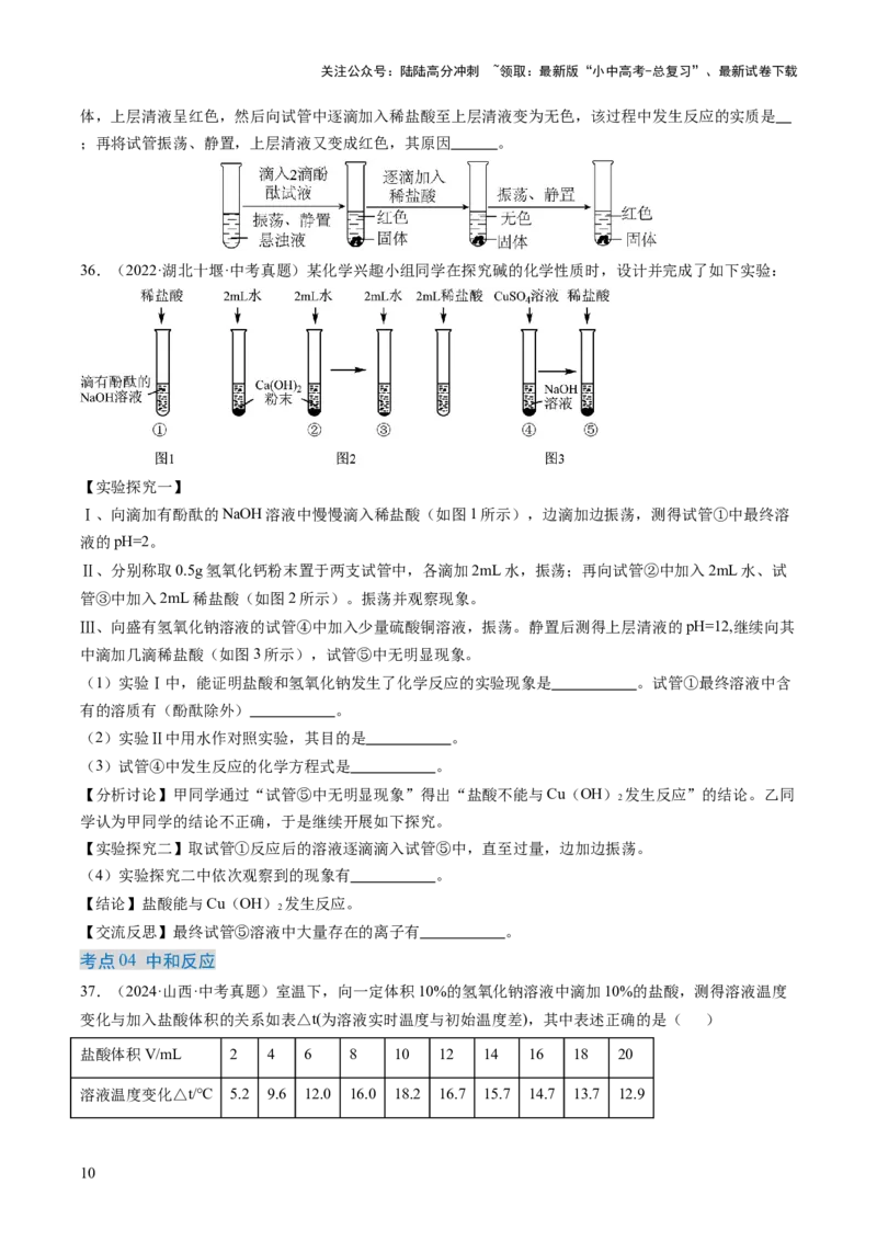 专题08常见的酸和碱（原卷版）-好题汇编三年（2022-2024）中考化学真题分类汇编（全国通用）_02中考总复习（2026版更新中）_05-化学-中考总复习_2025年中考复习资料