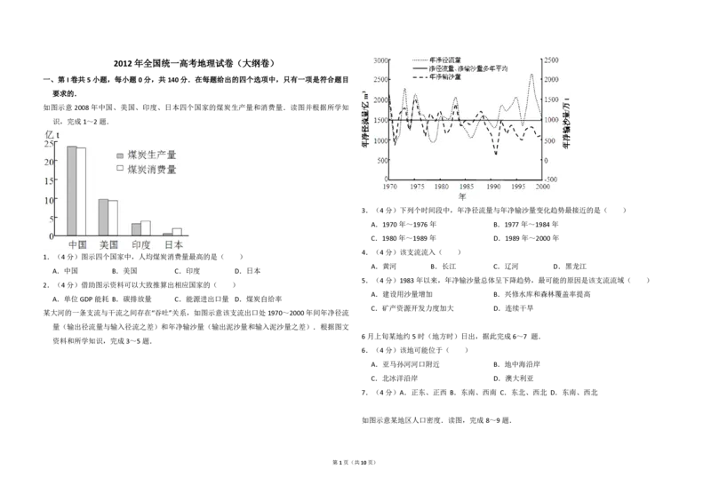 2012年全国统一高考地理试卷（大纲卷）（解析版）_全国卷+地方卷_8.地理_1.地理高考真题试卷_2008-2020年_全国卷_全国统一高考地理（新课标ⅰ）08-21_A3word版_PDF版（赠送）
