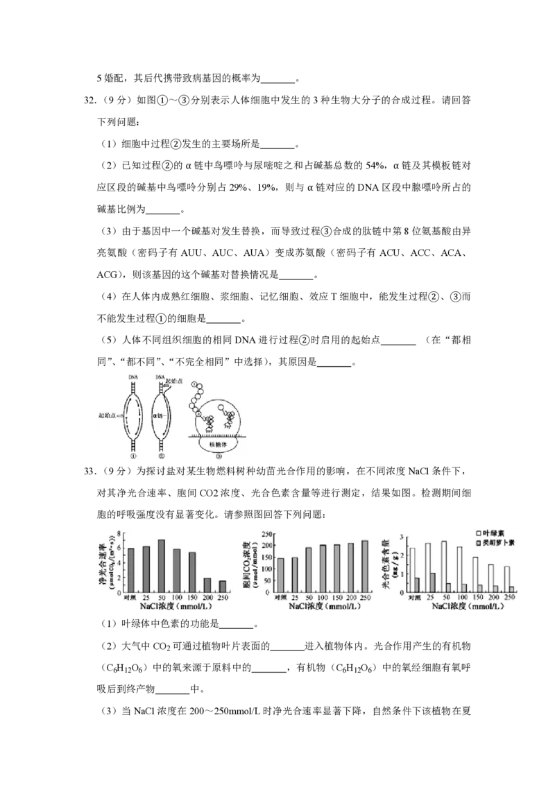 2013年江苏省高考生物试卷_全国卷+地方卷_6.生物_1.生物高考真题试卷_2008-2020年_地方卷_江苏高考生物07-20_A4word版_PDF版（赠送）