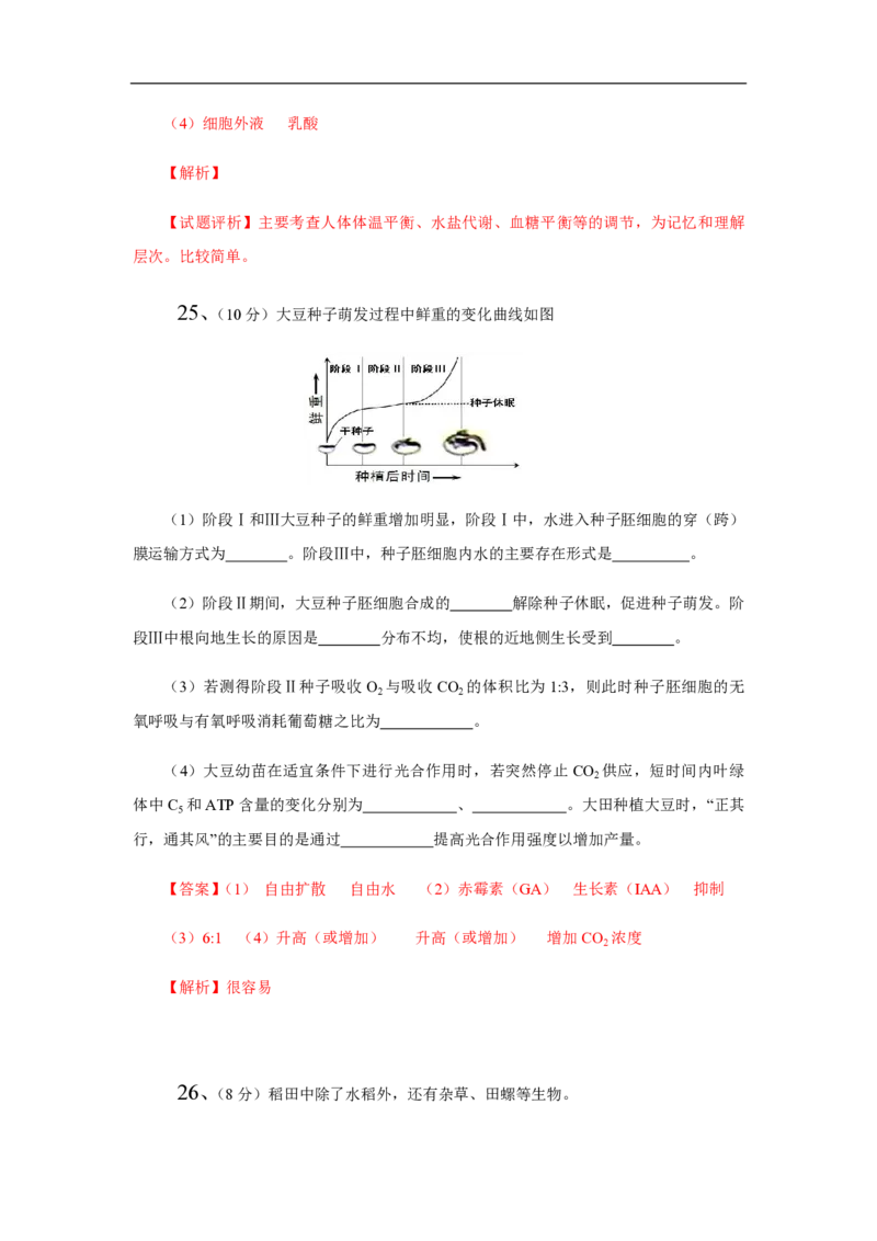 2013年高考真题生物（山东卷）（解析版）_全国卷+地方卷_6.生物_1.生物高考真题试卷_2008-2020年_地方卷_山东高考生物08-21_山东高考生物_A4版_pdf版