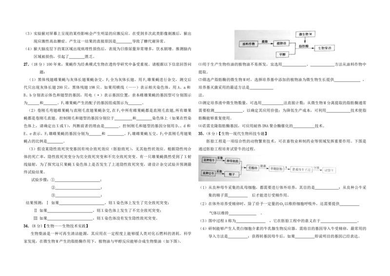 2010年高考真题生物（山东卷）（原卷版）_全国卷+地方卷_6.生物_1.生物高考真题试卷_2008-2020年_地方卷_山东高考生物08-21_山东高考生物_A3版_pdf版