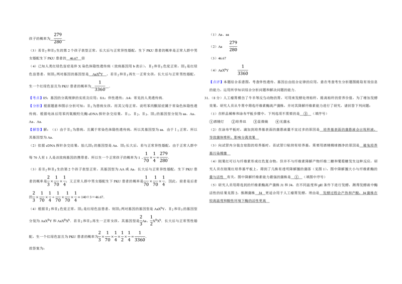 2015年江苏省高考生物试卷解析版_全国卷+地方卷_6.生物_1.生物高考真题试卷_2008-2020年_地方卷_江苏高考生物07-20_A3word版_PDF版（赠送）