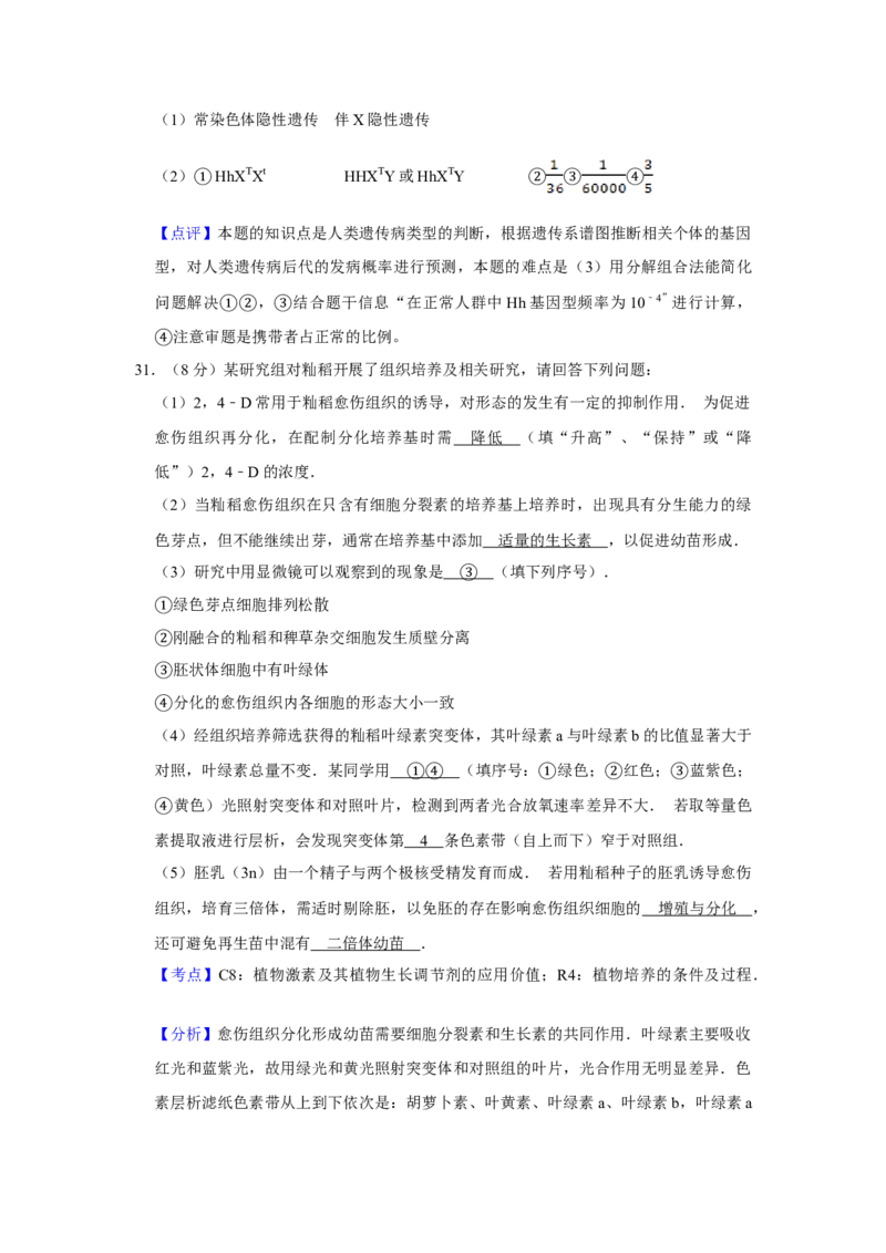 2012年江苏省高考生物试卷解析版_全国卷+地方卷_6.生物_1.生物高考真题试卷_2008-2020年_地方卷_江苏高考生物07-20_A4word版