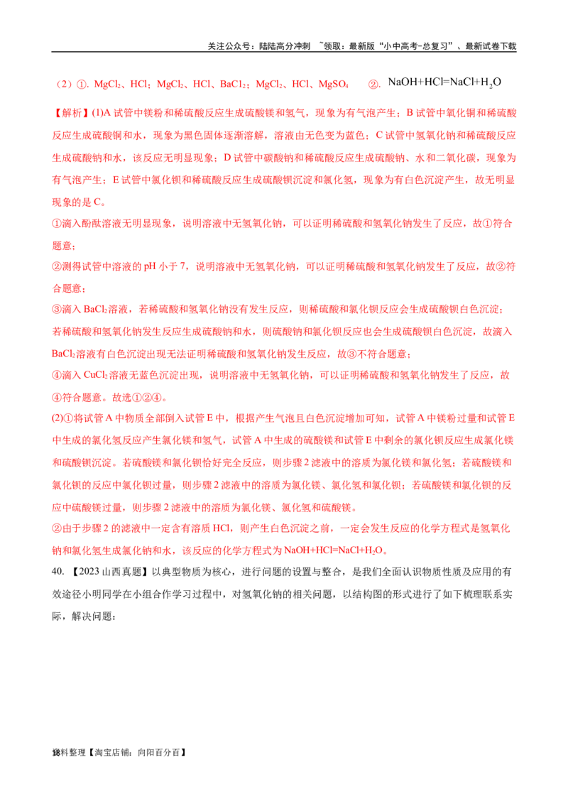 专题08常见的酸和碱（解析版）_02中考总复习（2026版更新中）_05-化学-中考总复习_2024年中考复习资料_专项复习资料_完三年（2021-2023）中考化学真题分项汇编（全国通用）