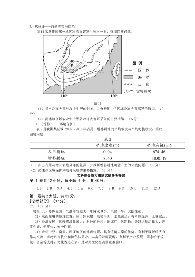 2013年高考福建卷（文综地理部分）（答案）_全国卷+地方卷_8.地理_1.地理高考真题试卷_2008-2020年_地方卷_福建高考地理08-20
