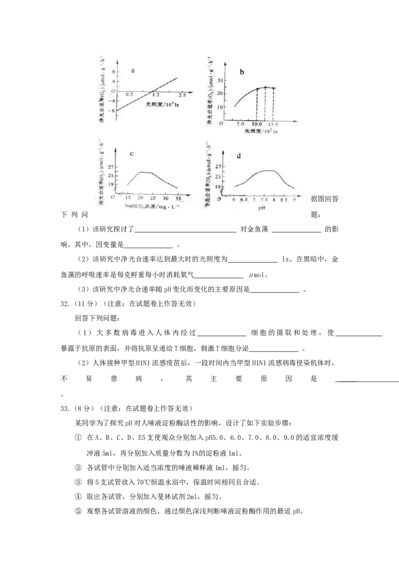 2012年贵州省高考生物试卷及答案_全国卷+地方卷_6.生物_1.生物高考真题试卷_2008-2020年_地方卷_贵州高考生物08-20