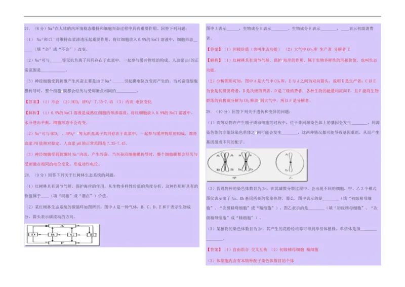 2015年高考海南省生物试题及答案_全国卷+地方卷_6.生物_1.生物高考真题试卷_2008-2020年_地方卷_海南高考生物08-20_A3word版_PDF版（赠送）