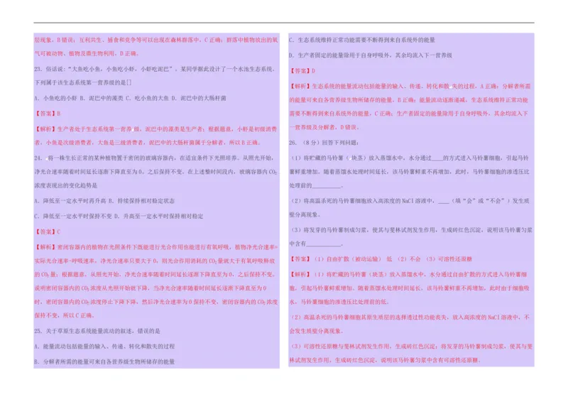 2015年高考海南省生物试题及答案_全国卷+地方卷_6.生物_1.生物高考真题试卷_2008-2020年_地方卷_海南高考生物08-20_A3word版_PDF版（赠送）