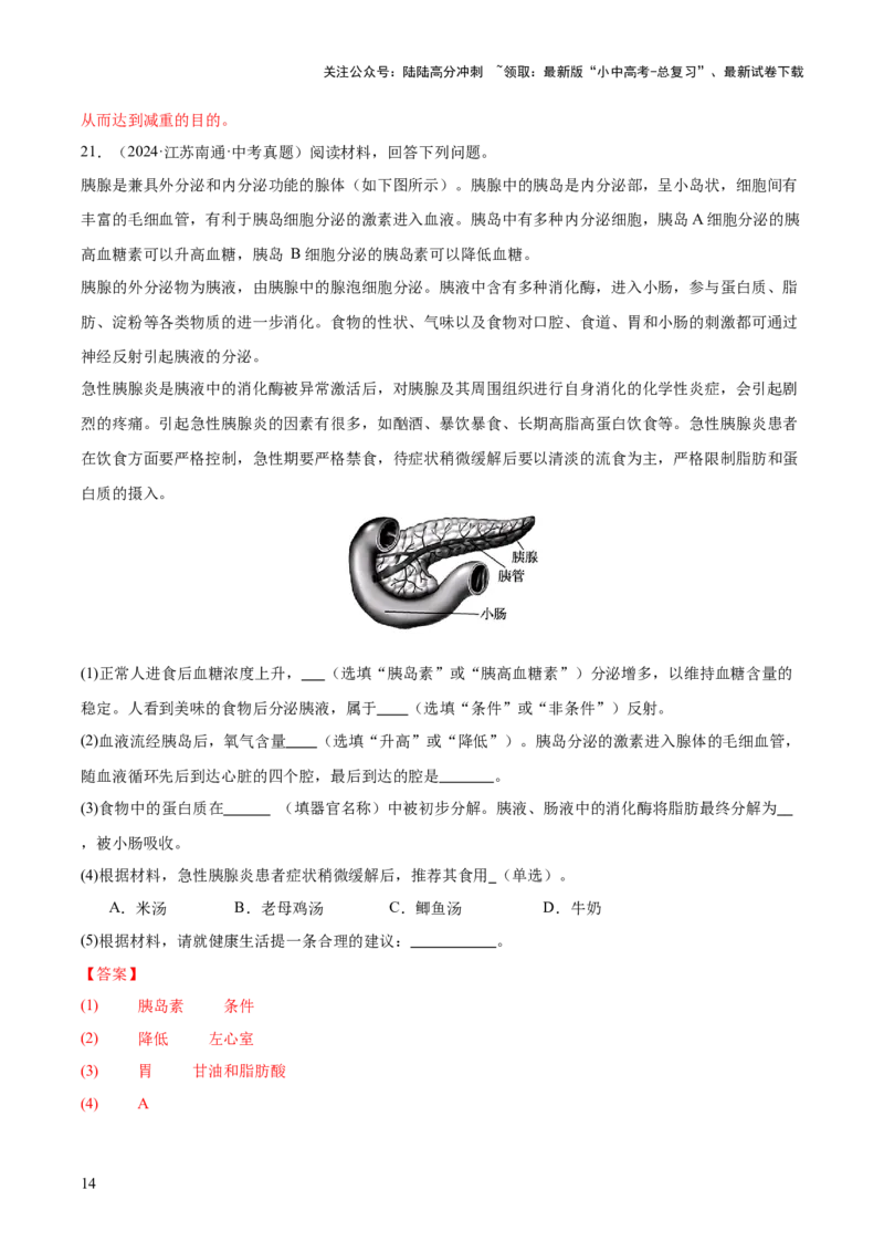 专题05人体的营养和呼吸（全国通用）（解析版）_02中考总复习（2026版更新中）_08-生物-中考总复习_2026年中考复习（更新中）