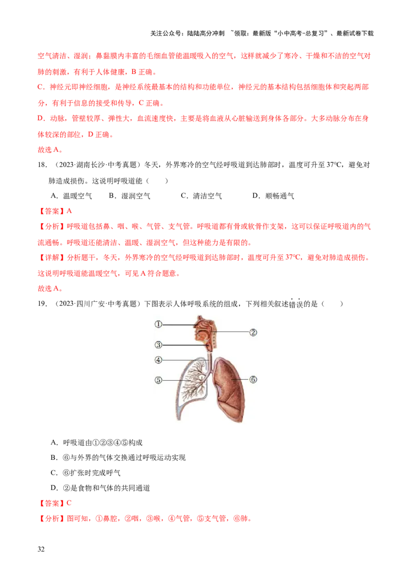 专题05人体的营养和呼吸（全国通用）（解析版）_02中考总复习（2026版更新中）_08-生物-中考总复习_2026年中考复习（更新中）