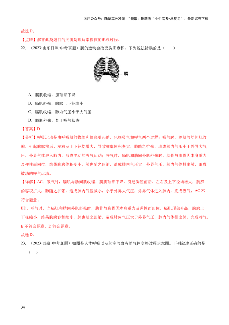 专题05人体的营养和呼吸（全国通用）（解析版）_02中考总复习（2026版更新中）_08-生物-中考总复习_2026年中考复习（更新中）