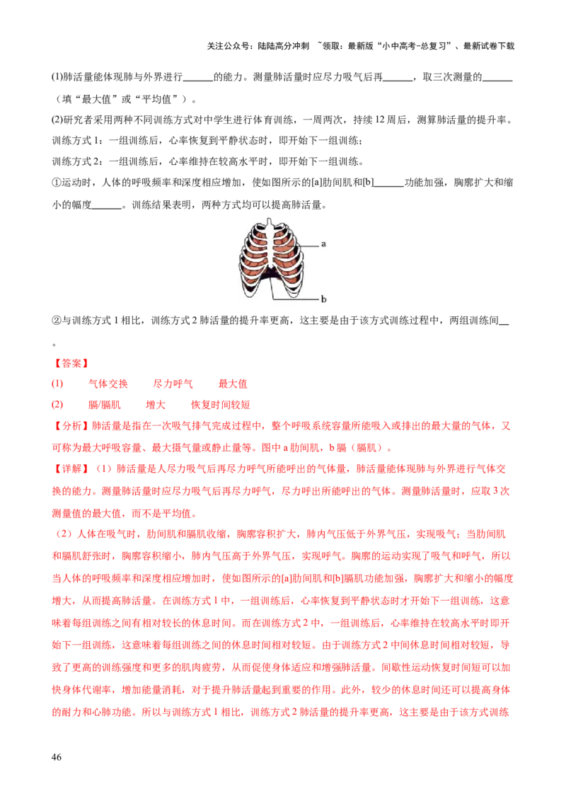专题05人体的营养和呼吸（全国通用）（解析版）_02中考总复习（2026版更新中）_08-生物-中考总复习_2026年中考复习（更新中）