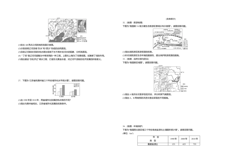 2012年高考真题地理（山东卷）（原卷版）_全国卷+地方卷_8.地理_1.地理高考真题试卷_2008-2020年_地方卷_山东高考地理08-21_山东高考地理_A3版