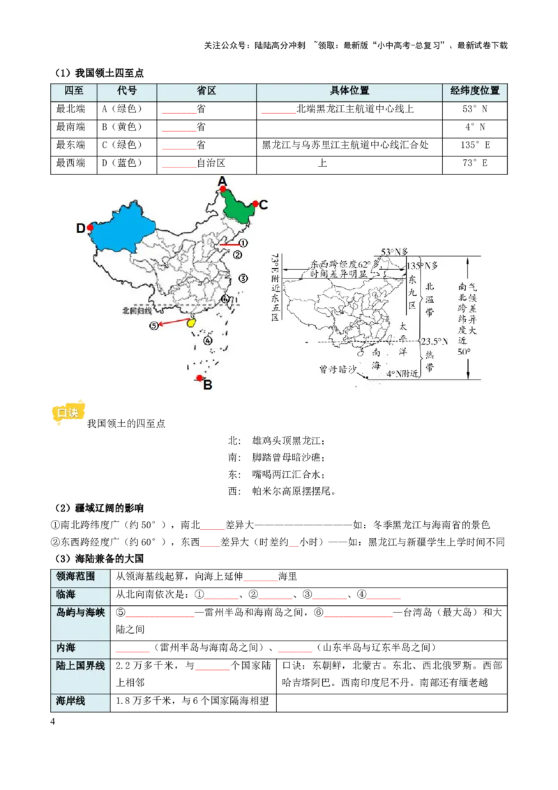 专题08我国的疆域、人口与民族-2025年中考地理知识点梳理（挖空版）_02中考总复习（2026版更新中）_09-地理-中考总复习_2025中考地理复习资料_2025年中考地理知识点_挖空版+背诵版