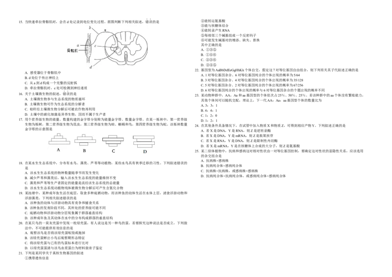 2014年高考海南卷生物试题及答案_全国卷+地方卷_6.生物_1.生物高考真题试卷_2008-2020年_地方卷_海南高考生物08-20_A3word版_答案版