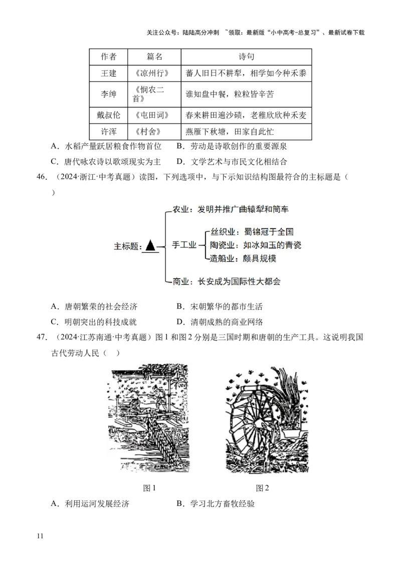 专题05繁荣与开放的时代&middot;选择题（全国通用）（原卷版）_02中考总复习（2026版更新中）_06-历史-中考总复习_2026年中考复习（更新中）