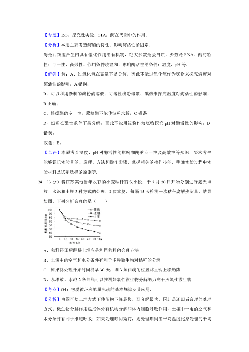 2013年江苏省高考生物试卷解析版_全国卷+地方卷_6.生物_1.生物高考真题试卷_2008-2020年_地方卷_江苏高考生物07-20_A4word版_PDF版（赠送）