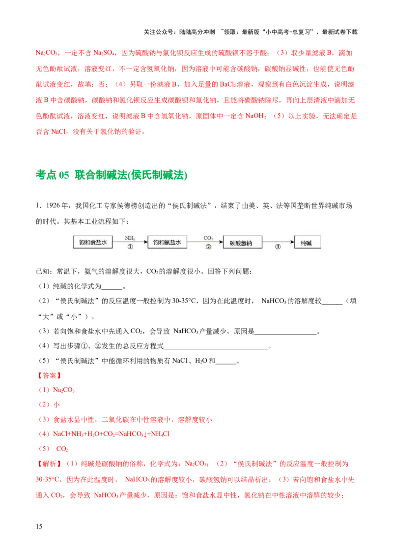 专题08盐化肥（练习）-2024年中考化学一轮复习讲练测（全国通用）（解析版）_02中考总复习（2026版更新中）_05-化学-中考总复习_2024年中考复习资料_一轮复习资料