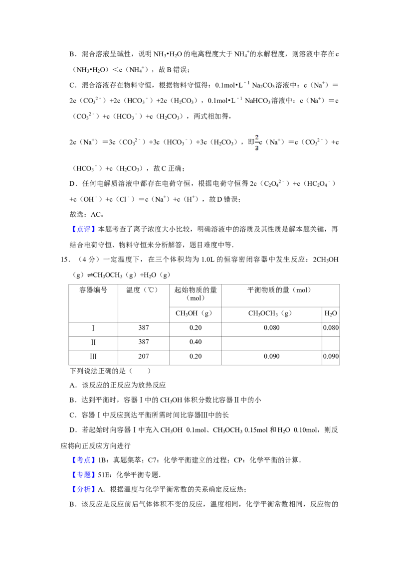 2014年江苏省高考化学试卷解析版_全国卷+地方卷_5.化学_1.化学高考真题试卷_2008-2020年_地方卷_江苏高考化学2008-2020_A4word版