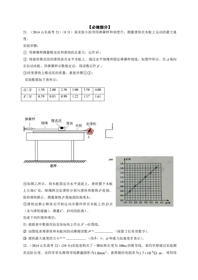2014年高考真题物理（山东卷）（解析版）_全国卷+地方卷_4.物理_1.物理高考真题试卷_2008-2020年_地方卷_山东高考物理08-21_山东高考物理_A4版_pdf版