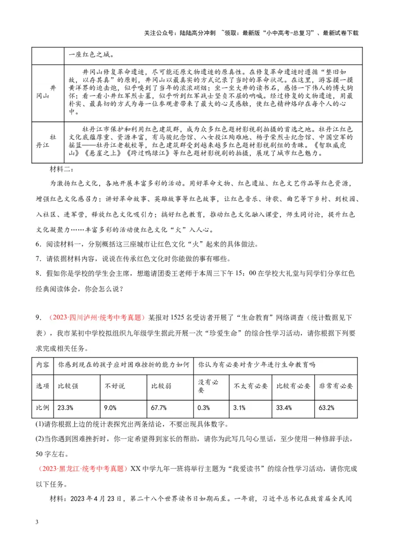 专题04语言表达+综合性学习（第02期）（原卷版）_02中考总复习（2026版更新中）_01-语文-中考总复习_2024年中考资料_专项复习资料_完2023年中考语文真题分项汇编（全国通用）_第02期