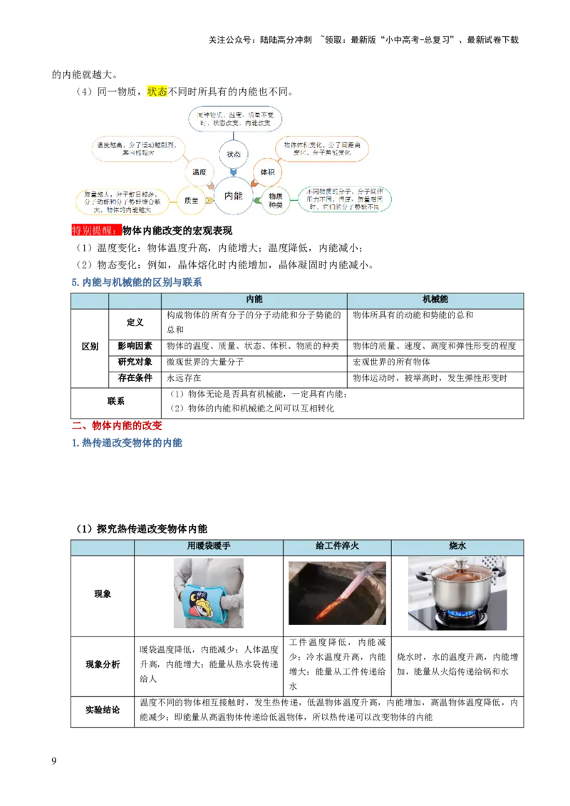 专题05内能、内能的利用（讲义）（解析版）_02中考总复习（2026版更新中）_04-物理-中考总复习_2024年中考复习资料_一轮复习_配套讲义（原卷版+解析版）