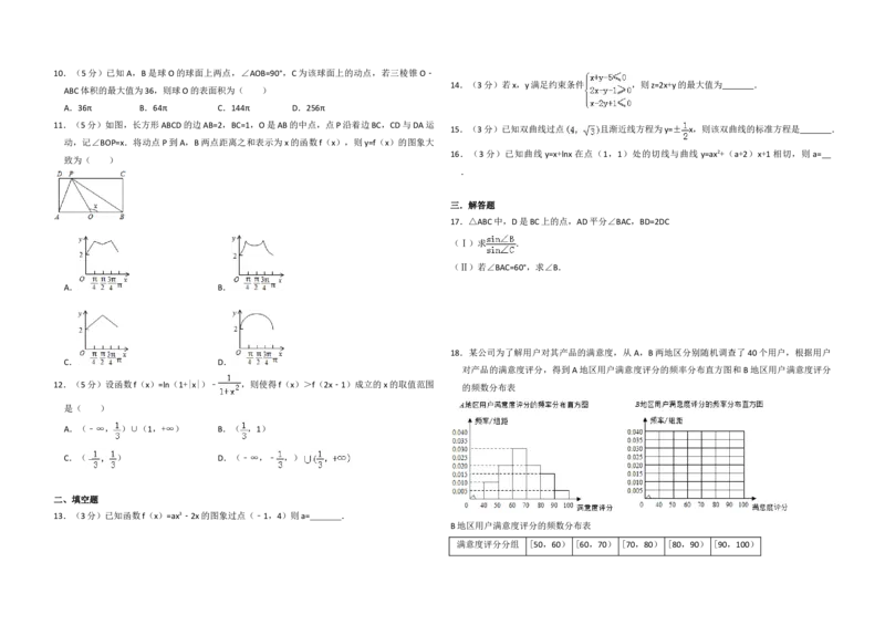 2015年全国统一高考数学试卷（文科）（新课标Ⅱ）（原卷版）_全国卷+地方卷_2.数学_1.数学高考真题试卷_2008-2020年_地方卷_辽宁省高考数学08-22_数学（文科）_A3word版