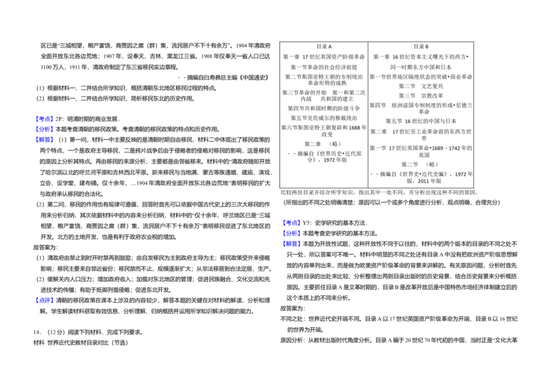 2014年全国统一高考历史试卷（新课标Ⅱ）（解析版）_全国卷+地方卷_7.历史_1.历史高考真题试卷_2008-2020年_全国卷_全国统一高考历史（新课标ⅱ）08-21_A3word版