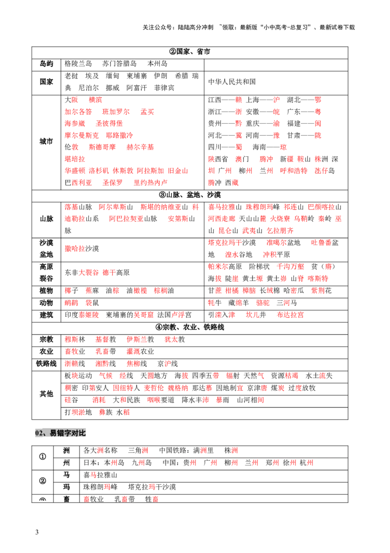 专题05地理易错字和易混淆概念（讲练）-2025年中考地理二轮复习（全国通用）_02中考总复习（2026版更新中）_09-地理-中考总复习_2025中考地理复习资料_2025中考二轮课件ppt+讲义+练习地理
