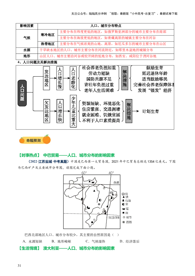 专题06农业、工业、交通、人口和城市（讲练）（原卷版）_02中考总复习（2026版更新中）_09-地理-中考总复习_2025中考地理复习资料_2025中考二轮课件ppt+讲义+练习地理_讲义+练习