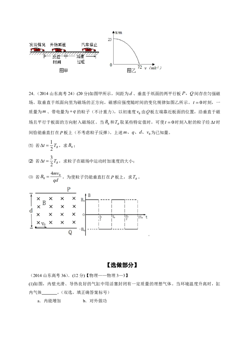 2014年高考真题物理（山东卷）（原卷版）_全国卷+地方卷_4.物理_1.物理高考真题试卷_2008-2020年_地方卷_山东高考物理08-21_山东高考物理_A4版_pdf版
