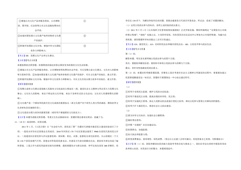 2011年天津市高考政治试卷解析版_全国卷+地方卷_9.政治_1.政治高考真题试卷_2008-2020年_地方卷_天津高考政治08-21_A3word版_PDF版（赠送）