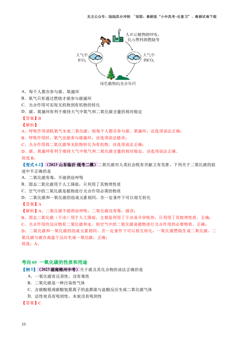 专题04碳和碳的化合物（讲义）（解析版）_02中考总复习（2026版更新中）_05-化学-中考总复习_2024年中考复习资料_一轮复习资料_2024年中考化学一轮复习讲练测（全国通用）