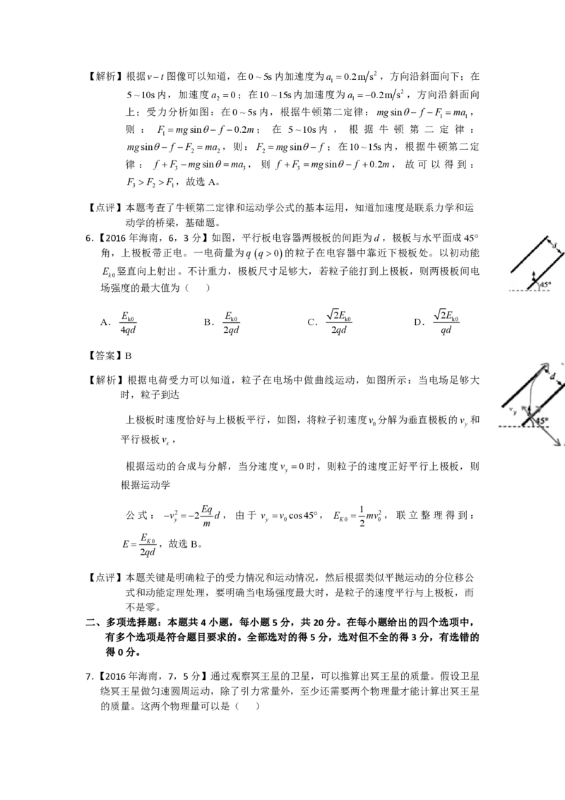 2016年海南高考物理试题及答案_全国卷+地方卷_4.物理_1.物理高考真题试卷_2008-2020年_地方卷_海南高考物理08-20_A4word版_PDF版（赠送）