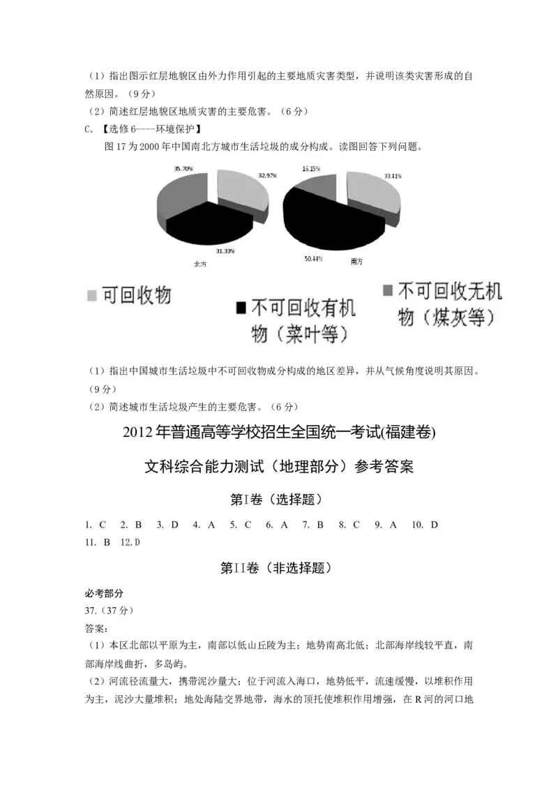 2012年高考福建卷（文综地理部分）（答案）_全国卷+地方卷_8.地理_1.地理高考真题试卷_2008-2020年_地方卷_福建高考地理08-20