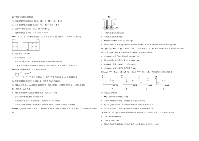 2016年浙江省高考化学4月（原卷版）_全国卷+地方卷_5.化学_1.化学高考真题试卷_2008-2020年_地方卷_浙江高考化学2008-2021_A3word版_PDF版（赠送）