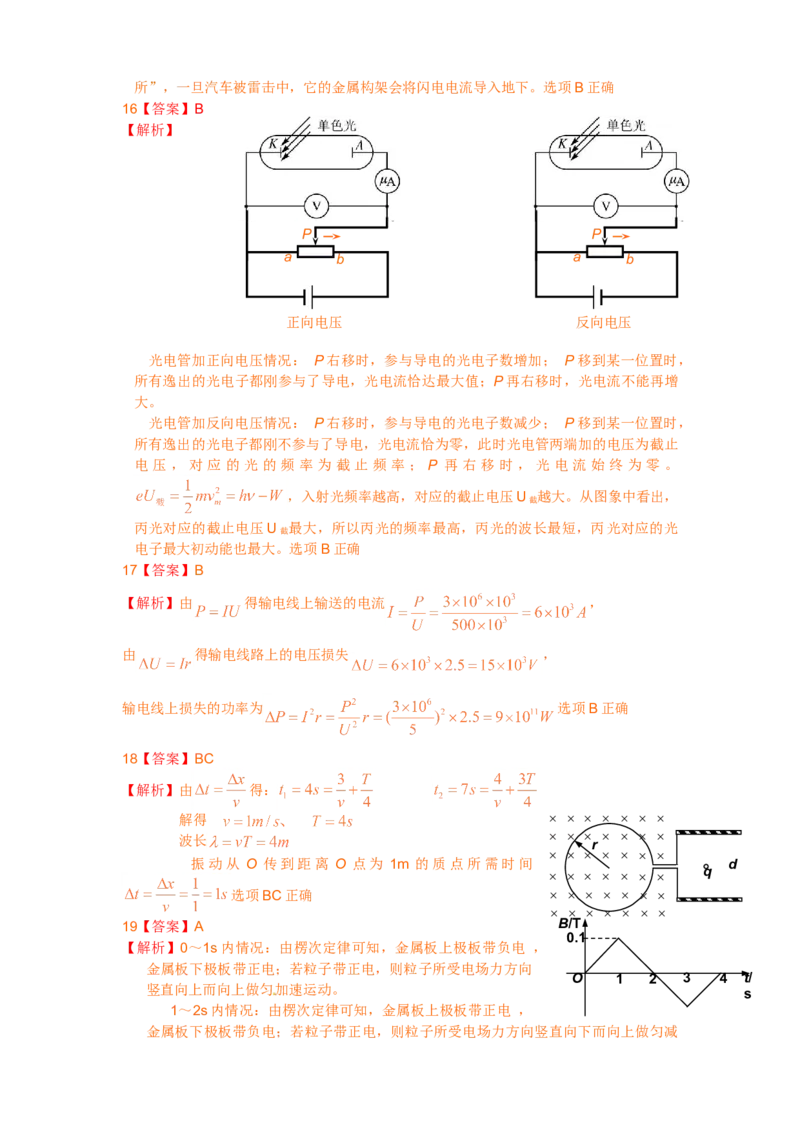 2011年浙江省高考物理（解析版）_全国卷+地方卷_4.物理_1.物理高考真题试卷_2008-2020年_地方卷_浙江高考物理08-21_A4word版