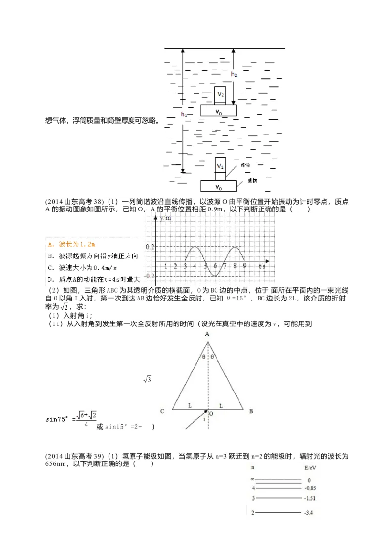 2014年高考真题物理（山东卷）（解析版）_全国卷+地方卷_4.物理_1.物理高考真题试卷_2008-2020年_地方卷_山东高考物理08-21_山东高考物理_A4版