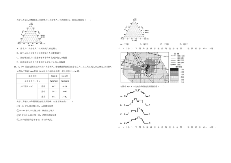 2011年江苏省高考地理试卷_全国卷+地方卷_8.地理_1.地理高考真题试卷_2008-2020年_地方卷_江苏高考地理08-21_A3word版_PDF版（赠送）