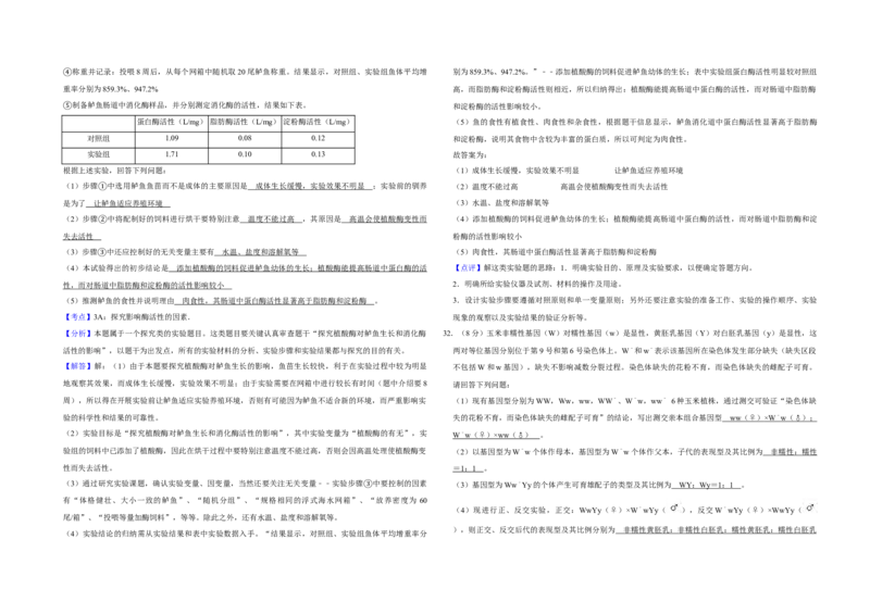 2011年江苏省高考生物试卷解析版_全国卷+地方卷_6.生物_1.生物高考真题试卷_2008-2020年_地方卷_江苏高考生物07-20_A3word版