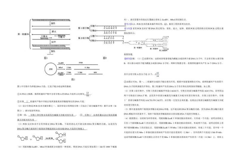 2011年江苏省高考生物试卷解析版_全国卷+地方卷_6.生物_1.生物高考真题试卷_2008-2020年_地方卷_江苏高考生物07-20_A3word版