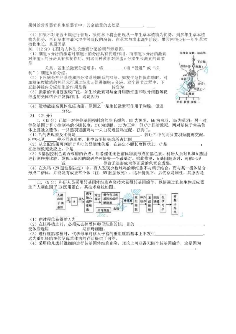 2015年安徽高考生物真题及答案_全国卷+地方卷_6.生物_1.生物高考真题试卷_2008-2020年_地方卷_安徽高考生物08-20