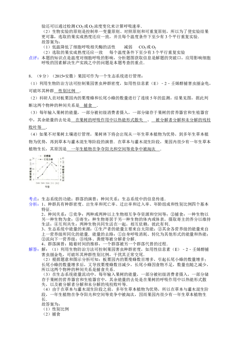 2015年安徽高考生物真题及答案_全国卷+地方卷_6.生物_1.生物高考真题试卷_2008-2020年_地方卷_安徽高考生物08-20