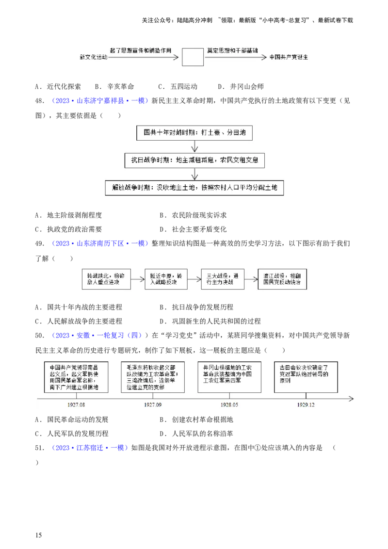 专题04知识结构类选择题（含答题技巧，题型专练60题）（原卷版）_02中考总复习（2026版更新中）_06-历史-中考总复习_2024年中考复习资料_二轮复习