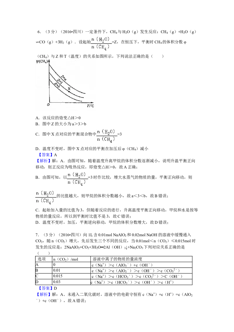 2016年高考四川理综化学试题和参考答案_全国卷+地方卷_5.化学_1.化学高考真题试卷_2008-2020年_地方卷_四川高考化学2008-2020
