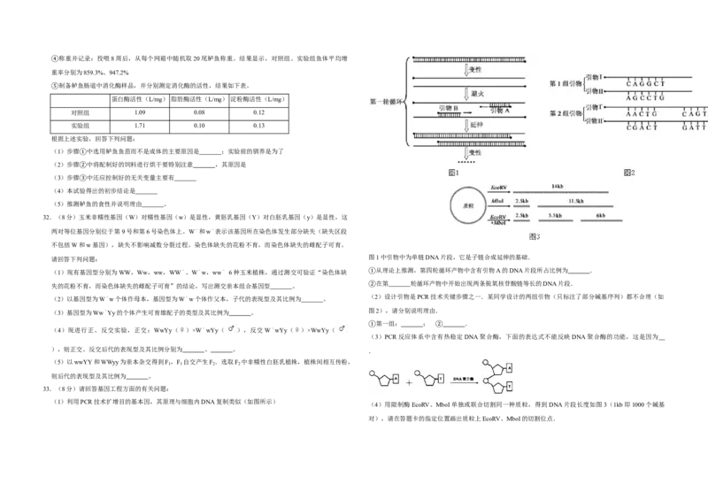 2011年江苏省高考生物试卷_全国卷+地方卷_6.生物_1.生物高考真题试卷_2008-2020年_地方卷_江苏高考生物07-20_A3word版